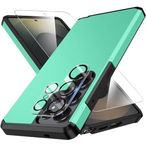 for Samsung Galaxy S25 Ultra Phone case with Tempered Glass Screen Protector+Camera lens Protector,for Samsungs S25 Ultra Phone case,Silicone Durable Armor for Samsung Galaxy S25 Ultra case (Mint Green)