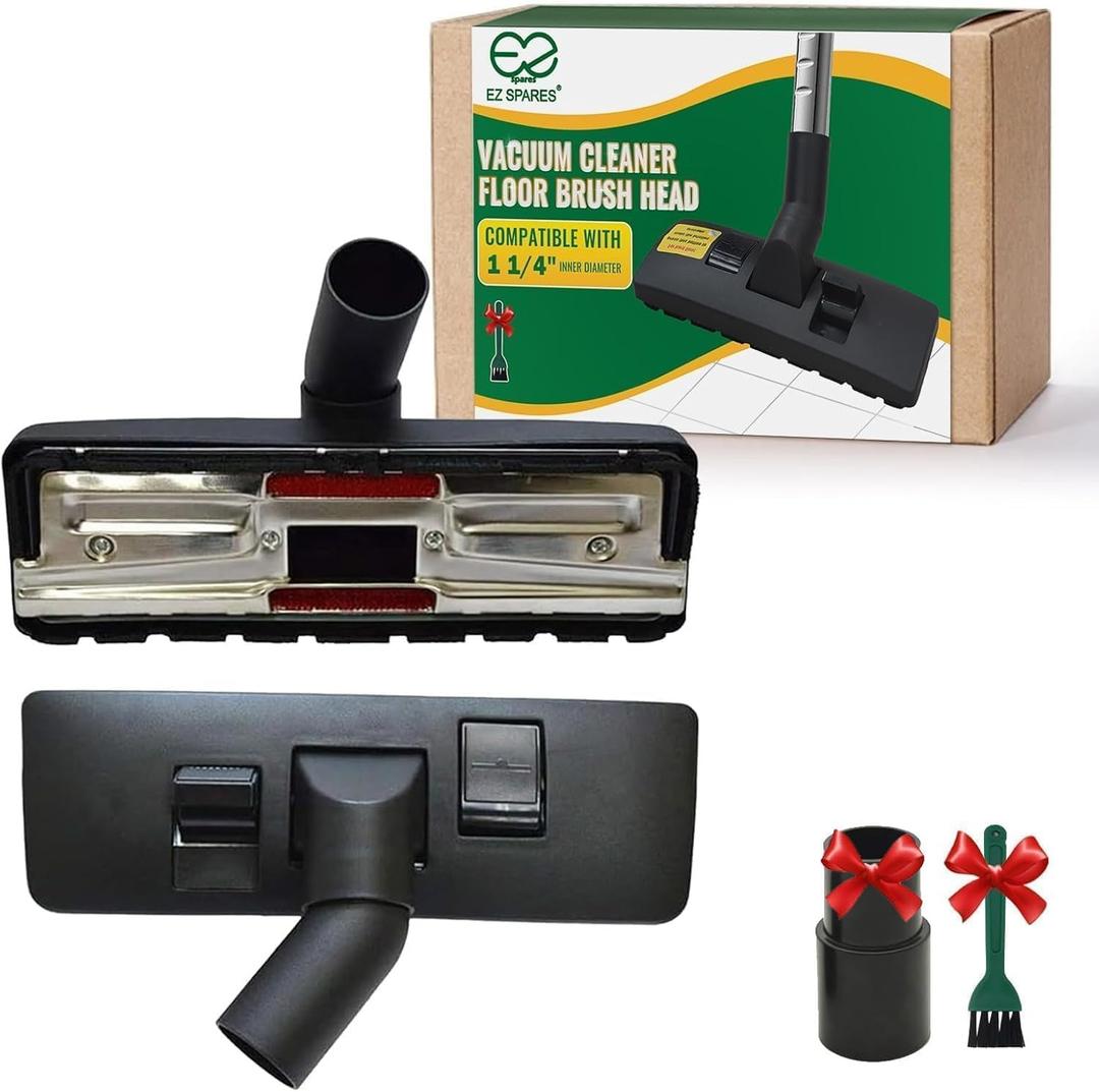 EZ SPARES Universal Vacuum Cleaner Floor Brush Attachment,Compatible with Most Brand,Hoover, Eureka, Rainbow,Shop VAC,Nozzle Tool, 2-in-1 for Hard Floor&Carpet (With An Adapter and Mini Clean Brush)