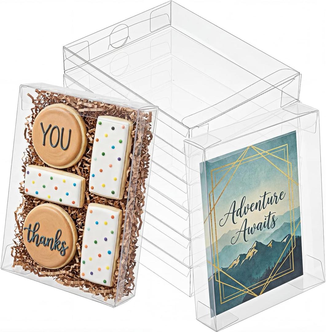Blulu 50 Pack Clear Box for Greeting Cards A2: 4.5 x 5.9 x 1 Inch Storage Boxes Clear Plastic Card Boxes Photo Storage Box for Crafting, Stationery Packaging, DIY Card Cookies, and More