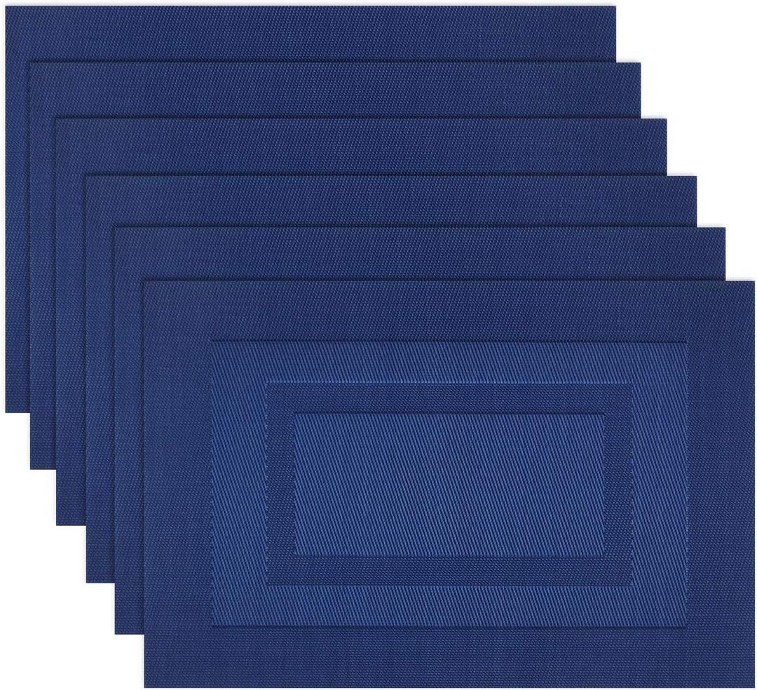 PIGCHCY Placemats,Washable Woven Vinyl Placemats for Dining Table,Easy to Clean Plastic Durable Placemats Set of 6 (18 x 12 inchesches, Navy Blue) PIGCHCY Placemats,Washable Woven Vinyl Placemats for Dining Table,Easy to Clean Plastic Durable Placemats Set of 6 (18 x 12 inchesches, Navy Blue)