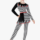 Morph Jester Costume Women Creepy Clown Outfit Scary Jester Halloween Costume for Women Fun Party Attire, Size XL