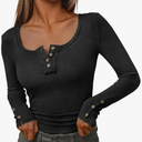 Kissfix Womens Long Sleeve Shirts Going Out Fall Clothes Casual Henley Tops Ribbed Knit Blouses Fashion Trendy Outfits(XXL)