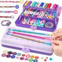 Friendship Bracelet Making Kit with Storage Box,DIY String Bracelet Arts and Craft for Girls Aged 8-12,Kids' Travel Activity Toy Set,Easter Birthday Gifts for Ages 6 7 8 9 10 11 12 Year Old Purple