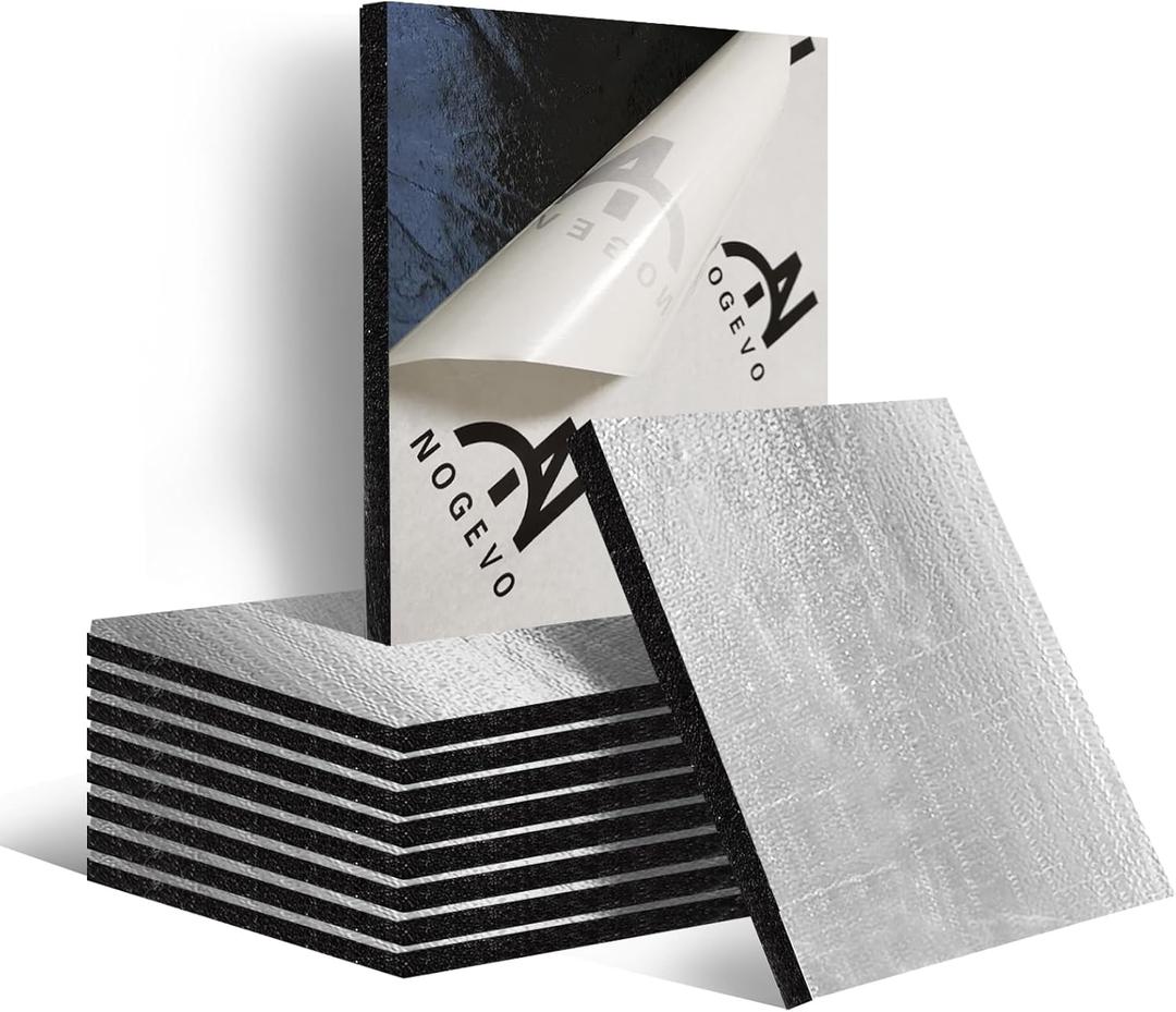 236mil 18sqft Car Sound Deadening Mat-Closed Cell Foam and Glass Fiber Auto Sound Deadener & Heat Insulation Material-Heat Shield Automotive for Hood Engine Roof Door and Trunk Dampening, 12 Pcs