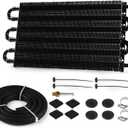 5/16" Transmission Oil Cooler, Aluminium 6 Pass Tube and Fin Cooler Kit Universal Black