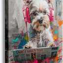 Ypxzzj Cool Colorful Graffiti Dog Wall Art for Bathroom, Funny Animal Canvas Print Painting for Bedroom,Graffiti Art Pictures for Living Room Home Decor Size 12x16Inch Framed Ready to Hang