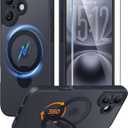 FNTCASE for iPhone 16 Case: [360 Spin Magnetic Stand] [Compatible with Magsafe] [Screen Protector] Translucent Matte Military Grade Shockproof Full Camera Protective Phone Cover - Black