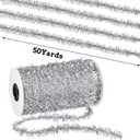 50 Yards Christmas Tinsel Garland Thin Glitter Metallic Holiday Twist Tinsel Garland Decoration for Christmas Tree Birthday Party Wedding Gift Wrapping Decorations Supplies(Silver)
