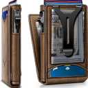 BULLIANT Men Wallet,Magnetic Metal Wallet Money Clip 9Cards Pop-up Access RFID Blocking (Tiger Eye-4339)