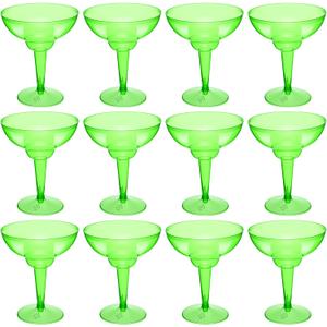 12 Pcs Plastic Margarita Glasses 12 oz Margarita Cups Mexican Theme Party Decorations Martini Glasses Bulk Cocktail Glass for Wedding Mexican Theme Carnivals (Green)