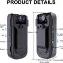 Mini Body Camera 1080P with Audio & Video Recording Small POV Cam with 64G Card - Wearable Personal Portable Cameras Recorder DV - Night Version Camcorder for Security Work Records Guard Traveling