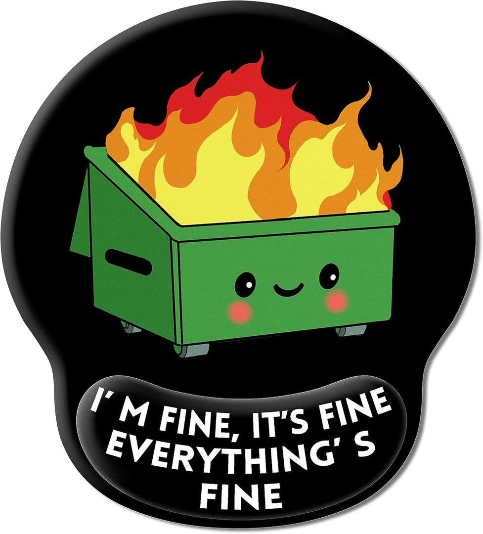 Upgrade Mouse Pad with Wrist Rest, Dumpster on Fire Ergonomic Gaming Gel Mouse Pad with Wrist Support, Computer Mousepad for Desk Home Office Laptop, Pain Relief, Non-Slip PU Base