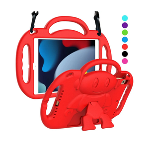 Kids Case for iPad 9th/8th/7th Generation (10.2 inch, 2021/2020/2019), iPad 10.2" Kidproof Case with Shoulder Strap Handle Stand for Apple iPad 7/8/9 Gen, Red