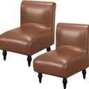 FUANGUI Armless Accent Chair Cover Slipcover, Waterproof PU Leather Stretch Chair Covers for Living Room Removable for Armless Chair Furniture Protector