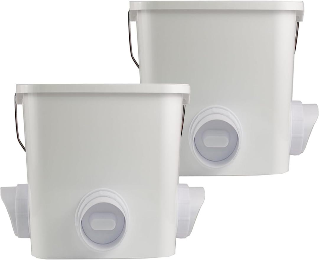 Automatic Chicken Feeder Set Hanging Chicken Feeder No Waste Poultry Feeder Kit 20lb Chicken Feed Container (White)