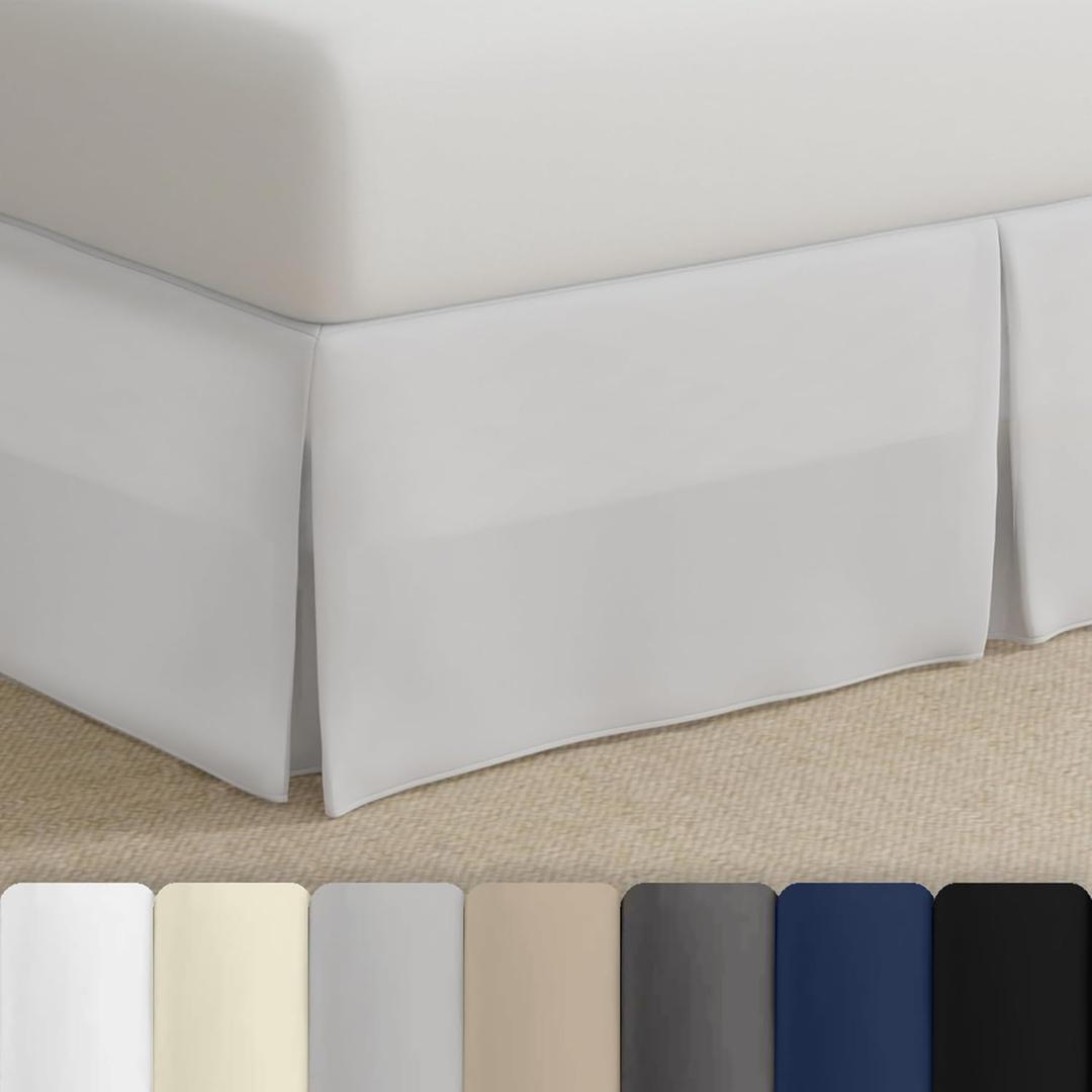 Bed Makers Never Lift Your Mattress Bed Skirt, Designed for Box Spring Beds, Split Corners, 14 Inch Drop Length, King, White
