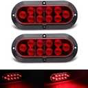 TMH 6" Oval Red LED Trailer Tail Light Surface Mount 10 LED Waterproof Stop Brake Turn Trailer Lights for Truck RV Bus Lorry Low-High Brightness 12V DC, 2PCS