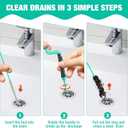 55inch Steel Core Drain Clog Remover Tool With Rotating Handle, Slim Snake Drain Hair Removal Tool For Narrow Pipes, Sinks, Showers, Toilets, Clears Hair, Blockages With Sink Drain Cleaner (5pcs)