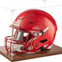 Football Helmet Display Case Full Size, Thickened UV Protection Clear Acrylic Lid Helmet Box, Football Helmet Showcase with Solid Wood Base for Sports Memorabilia