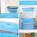 Kifmurase 5 Pcs Foldable Silicone Food Containers with Lids, Leak-Proof Foldable Storage Bowls Silicone Lunch Containers for Leftover, Dishwasher, Microwave Freezer Safe (27oz, Blue)
