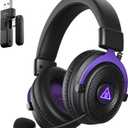 EKSA Wireless Gaming Headset for PC, Ps5, Ps4, 2.4 Ghz USB & Type-C Gaming Headphones with Microphone, 30ms Latency, 80H Battery Bluetooth Headphones for Switch, Laptop, Mobile, Mac (Purple)