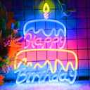 Happy Birthday Neon Sign Led Neon Lights Pink Neon Sign for Bedroom Led Sign USB Powered Neon Signs for Wall Decor Dimmable for Christmas Thanksgiving Birthday Party Girls Gifts (blue+pink+yellow)