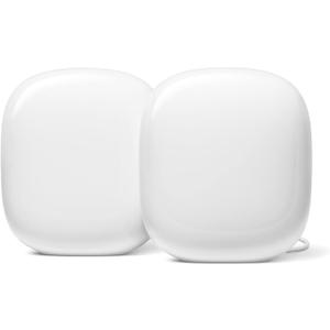Google Nest WiFi Pro - Wi-Fi 6E - Reliable Home Wi-Fi System with Fast Speed and Whole Home Coverage - Mesh Router - 2 Pack - Snow