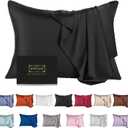 Mulberry Silk Pillowcase for Hair and Skin,Cooling Silk Pillow Case with Hidden Zipper,Allergen Proof Dual Sides Soft Breathable Smooth Silk Pillow Cover for Women (Black,Toddler)