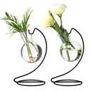 Desktop Glass Plant Propagation Station with Metal Stand, Tabletop Plant Terrarium, Hydroponics Vase for Propagating Hydroponic Office Garden Home Decor, for Weddings, Centerpieces (3)
