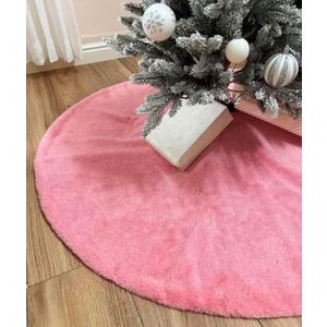 AISENO 48 Inch Christmas Tree Skirt Faux Fur Pink Bright Silk Shiny Decoration for Christmas Tree Plush Merry Christmas Decorations Decor