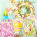 CC HOME 12Pcs Easter Drawstring Bags, Cartoon Colorful Egg Treat Bags, Easter Theme Party Favor Bags for Baby Shower Kids Girls Boys Birthday Party Decorations 10.6 x 13.4 inch