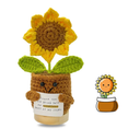 Funny Mini Positive Sunflower Doll Crochet with Positive Card - Thank You for Being Such an Important Part, Gift for Coworker, Friends, Family, Birthday, Thank You Gift for Women and Men