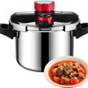 Pressure Cooker - 3-in-1 Stainless Steel Pressure Cooker Compatible With gas Stoves and Induction Cookers Featuring an easy-to-open Lid Safety Lock System and Adjustable pressure Valve