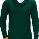 COOFANDY Men's Shawl Collar Sweaters V-Neck Relaxed Fit Cable Pullovers