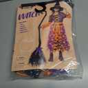 Spooktacular Creations Light Up Polka Dots Witch Tutu Costume for Girls Toddlers Starry Witch Dress with Magic Hat and Broom (S)