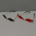 2-Pack Bats Sunglasses Rimless Sunglasses for Women Men Party Carnival Prom Halloween Glasses Eyewear (Bat, Red + Black)