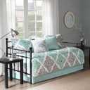 Madison Park Daybed Cover Set - Double Sided Quilting Casual Design, All Season Bedding with Bedskirt, Matching Shams, Decorative Pillow, 75"x39", Diamond Aqua 6 Piece