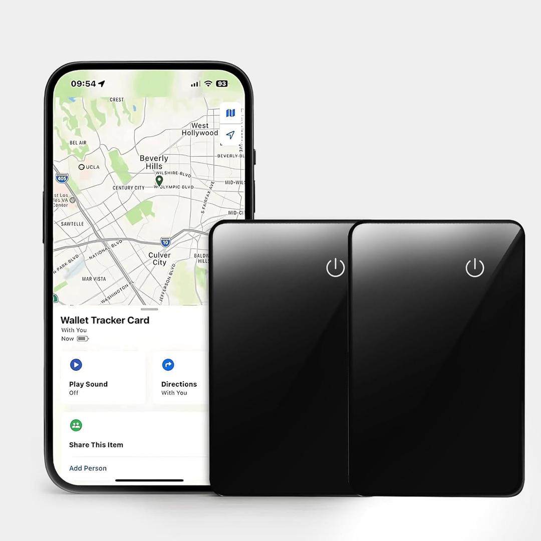 Wallet Tracker 2-Pack - Up to 6-Month Standby Battery, Apple Find My Compatible, Rechargeable Slim Card Finder (iOS Only)