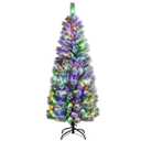 6 ft. Pre-Lit Hinged Artificial Christmas Tree Snow Flocked with 9 Modes Remote Control Lights