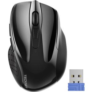 TECKNET Wireless Mouse, 2.4G Ergonomic Optical Mouse, Computer Mouse for Laptop, PC, Computer, Chromebook, Notebook, 6 Buttons, 24 Months Battery Life, 2600 DPI, 5 Adjustment Levels - Black