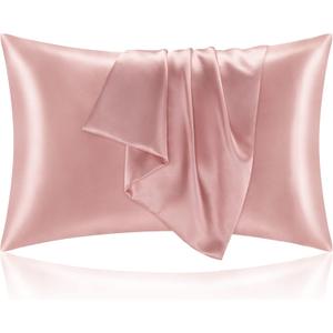 BEDELITE Satin Pillowcase with Zipper 2 Pack, Rose Pink Pillow Cases Standard Size, Super Soft and Cooling Similar to Silk Pillow Cases, Gift for Women Men(20x26 Inches)