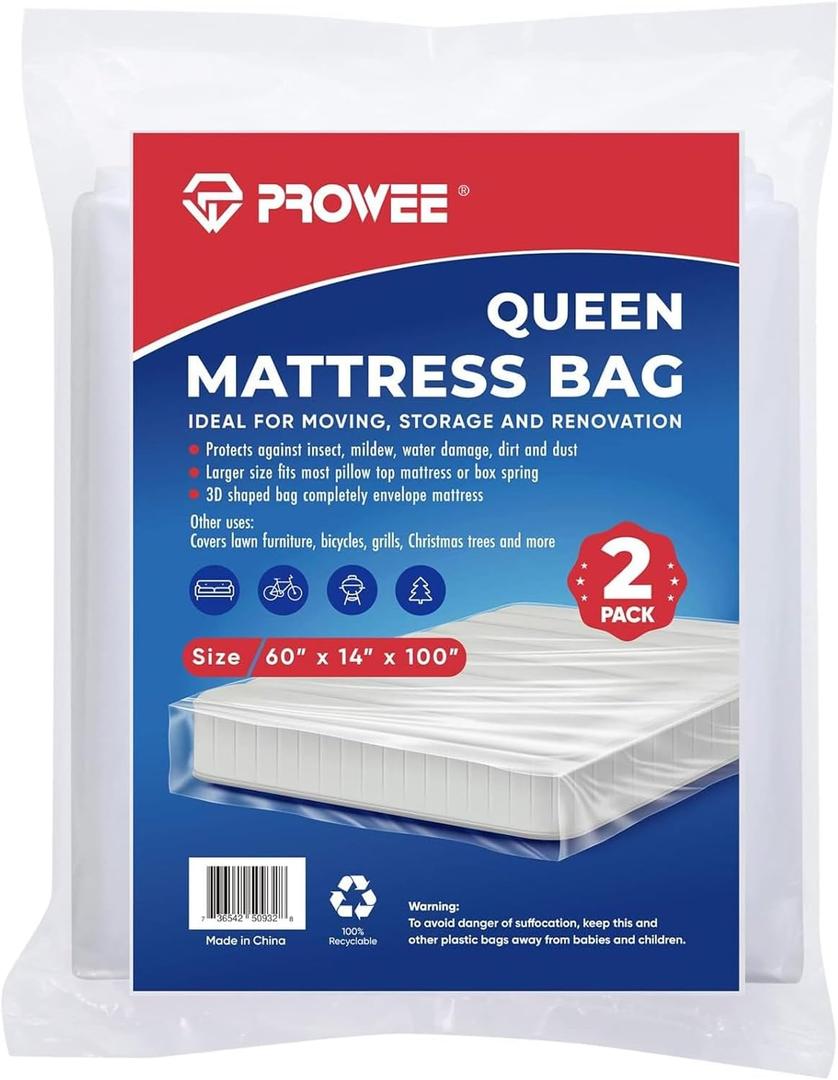 2 PK Queen Mattress Bags for Moving Storage,Mattress Bag for Disposal, Mattress Storage Bag Queen Mattress Cover for Moving