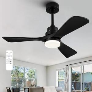 60 Inch Ceiling Fans with Lights and Remote, Quiet Reversible DC Motor and 3 Color Dimmable Light, 3 Blades 6 Speed Wood Ceiling Fan for Farmhouse Living Room Bedroom Dining Room Workroom Study