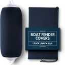 Boat Fender Covers | Several Sizes | Black & Navy Blue | 1, 2 & 4-Pack | Polyester (1-Pack, Navy Blue, 10 x 26)