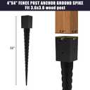 2 Pcs 4"x4" Fence Post Anchor Ground Spike 32"(Actual 3.6"x3.6") Heavy Duty Metal Fence Post Anchor with Black Powder-Coated for Deck, Fence, Porch, Railing, Mailbox
