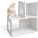 Anikitty Cat Stairs Shelf 2 Steps, cat Tree Climbing Shelf, Window Perch & Storage Solution, Stair Platform for Indoor Adult Cats, Made from Safe Sturdy Material, Versatile Ladder Direction, White
