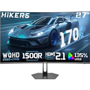 Hikers 27 Inch Curved Monitor 170Hz 144Hz, 2K 1440P Computer Gaming Monitor