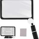 5X Magnifying Glass with Light, Lightweight Full Page Magnifier for Reading, Large Lighted Magnifier with 48 LED Light and Anti-Glare Lens, Ideal Gift for Seniors, Macular Degeneration, Low Visions (Black 5x)