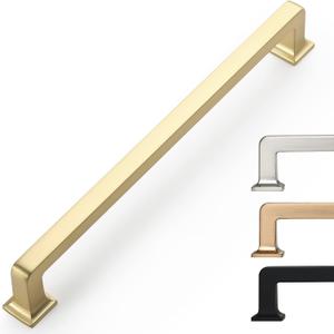 6 Pack 7.5 Inch Cabinet Handles - Brushed Brass Kitchen Pulls - Gold Hardware for Cabinets (7.5"/192MM Hole Center)