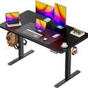 Huuger 48 x 28 Large Electric Standing Desk, Height Adjustable Desk, 27.6" Deep Desktop, Stand up Gaming, 2 Hooks, 3 Preset Heights, for Home Office, Black 